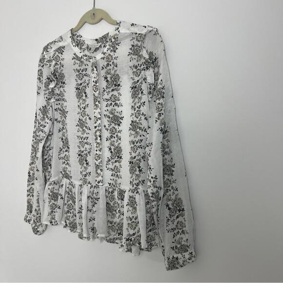 Lucky Brand - Floral Blouse - Cream and Black - Size Medium - Picture 8 of 9